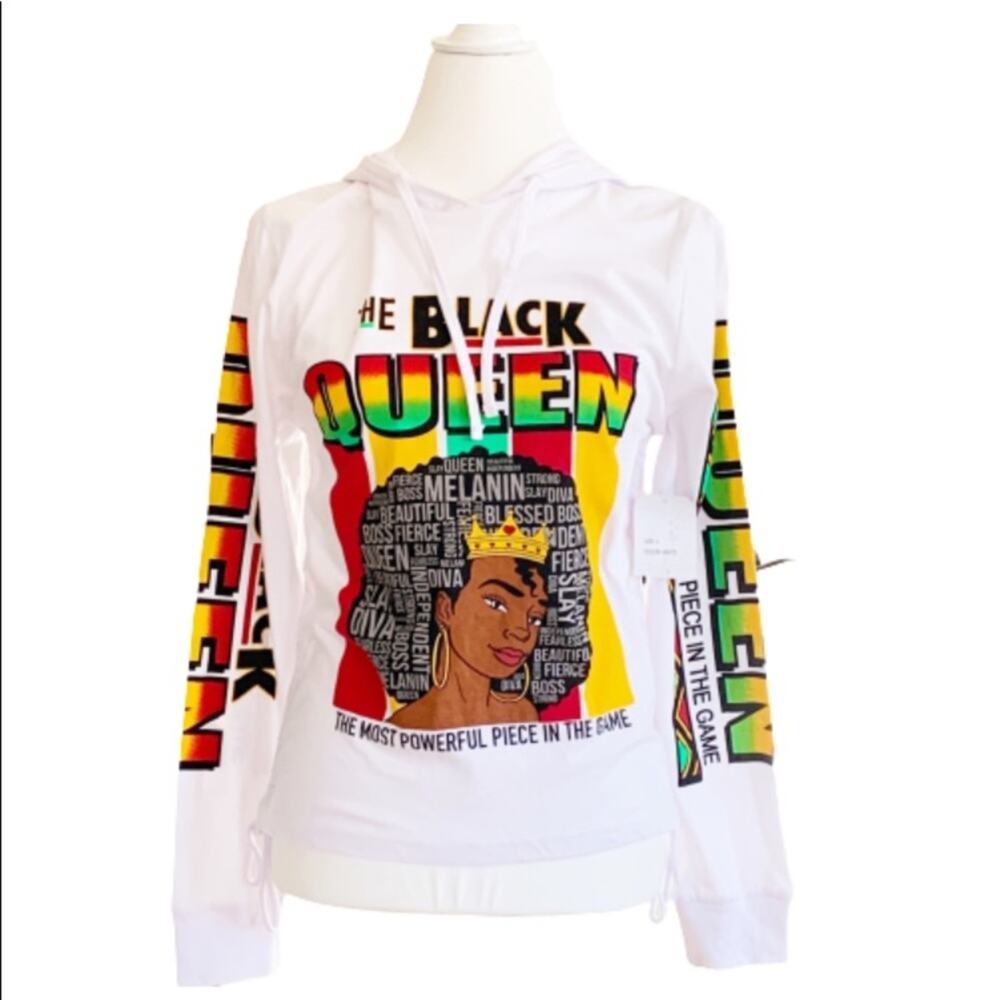 On Fire Hoodie T-Shirt Long Sleeve Graphic The Black Queen Tee Shirt Size Large